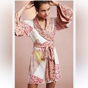 ANTHROPOLOGIE FLOREAT EFFIE Patchwork Kimono Robe Size XS/S NWT